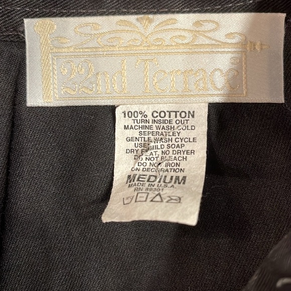 22nd Terrace M Black Oversized Denim Shirt Rhinestone Embroidery Y2K - Picture 5 of 7